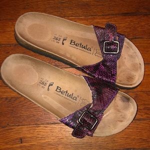 Birkenstock Betula sandals purple pink snakeskin